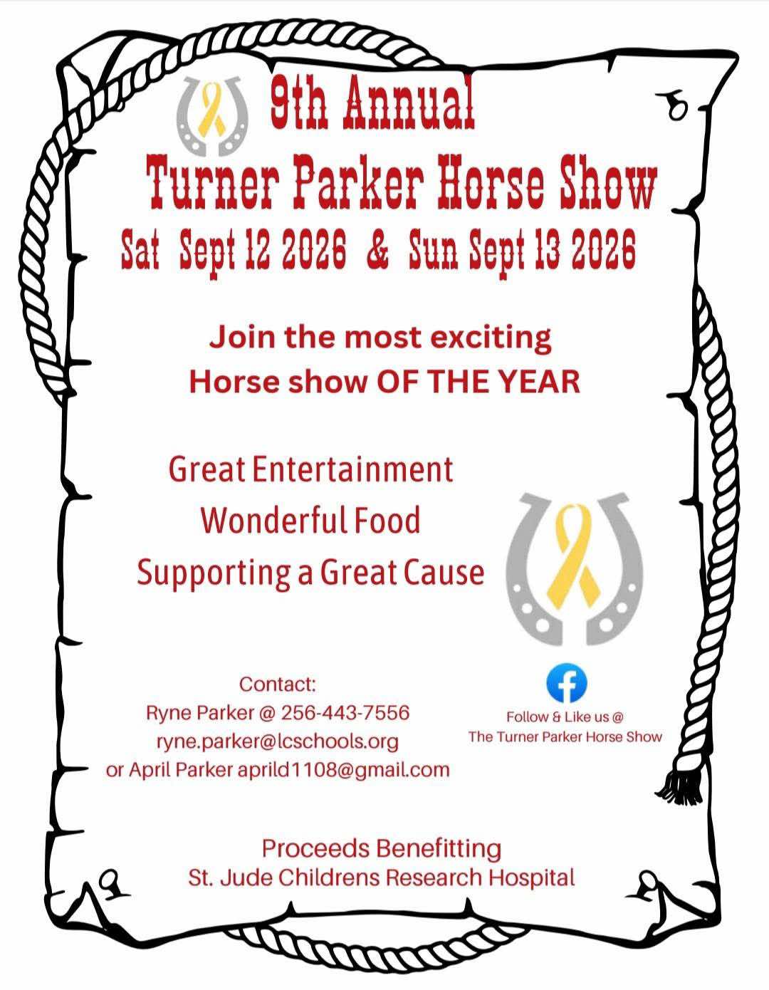 9th Annual Turner Parker Horse Show event flyer