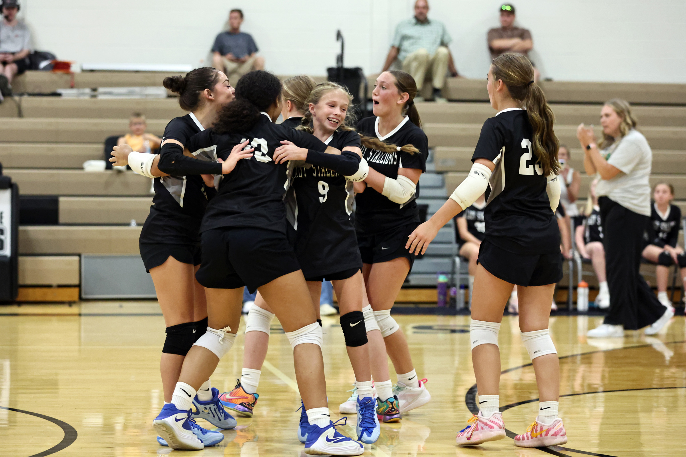 South Lawrence celebrates a score.