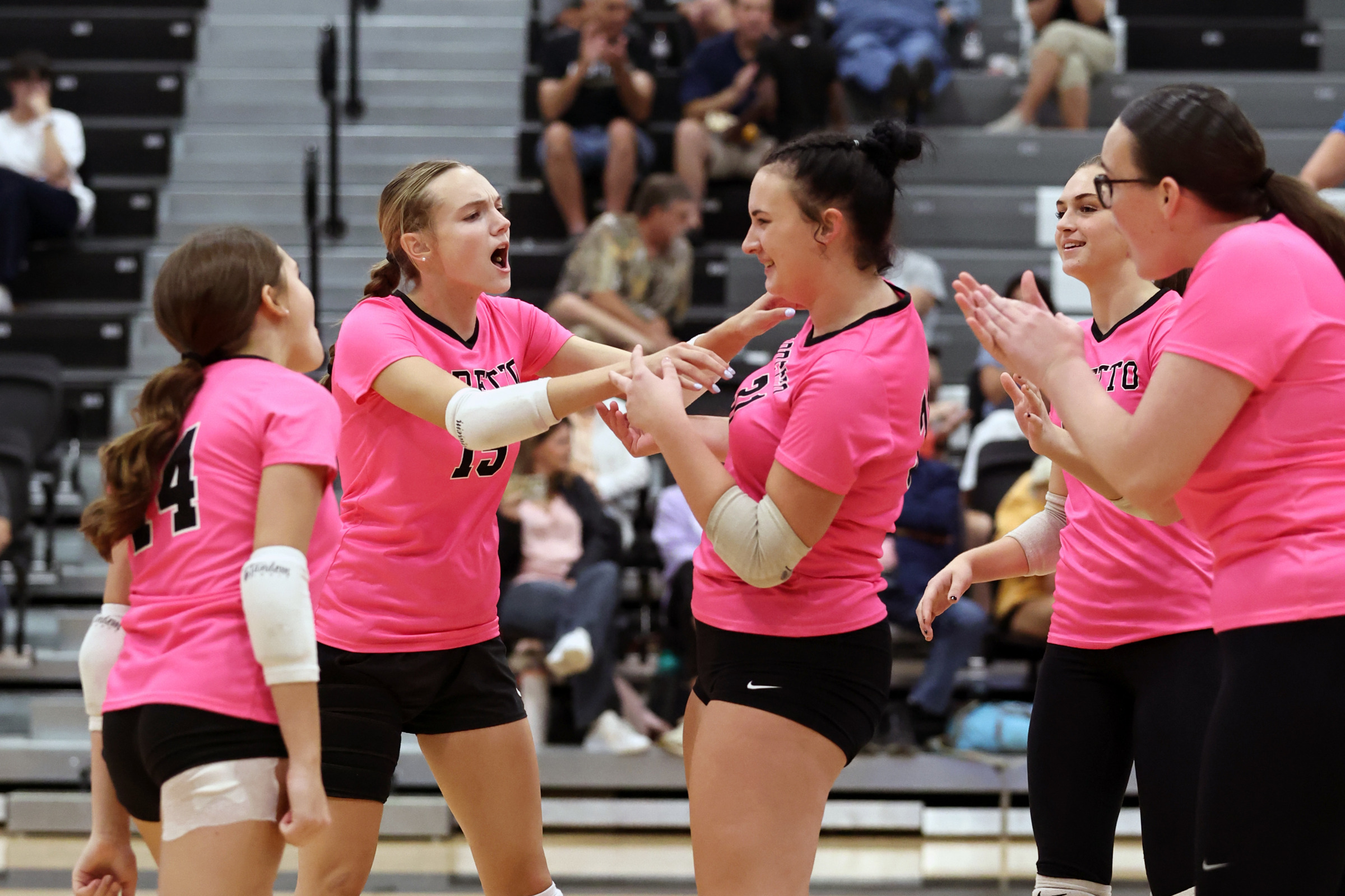 Lady Mustangs team members celebrate